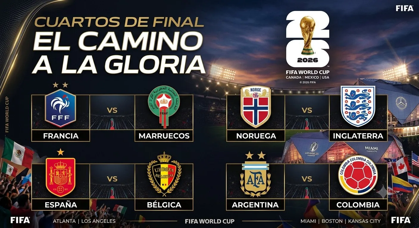 ¡Se viene la hora de la verdad! Definidos los Cuartos de Final del Mundial 2026 ¡Se viene la hora de la verdad! Definidos los Cuartos de Final del Mundial 2026