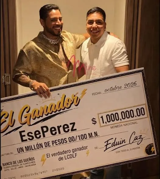 “El verdadero ganador”: Eduin Caz sorprende a Ese Pérez con un cheque de 1 millón de pesos tras la final de La Casa de los Famosos “El verdadero ganador”: Eduin Caz sorprende a Ese Pérez con un cheque de 1 millón de pesos tras la final de La Casa de los Famosos