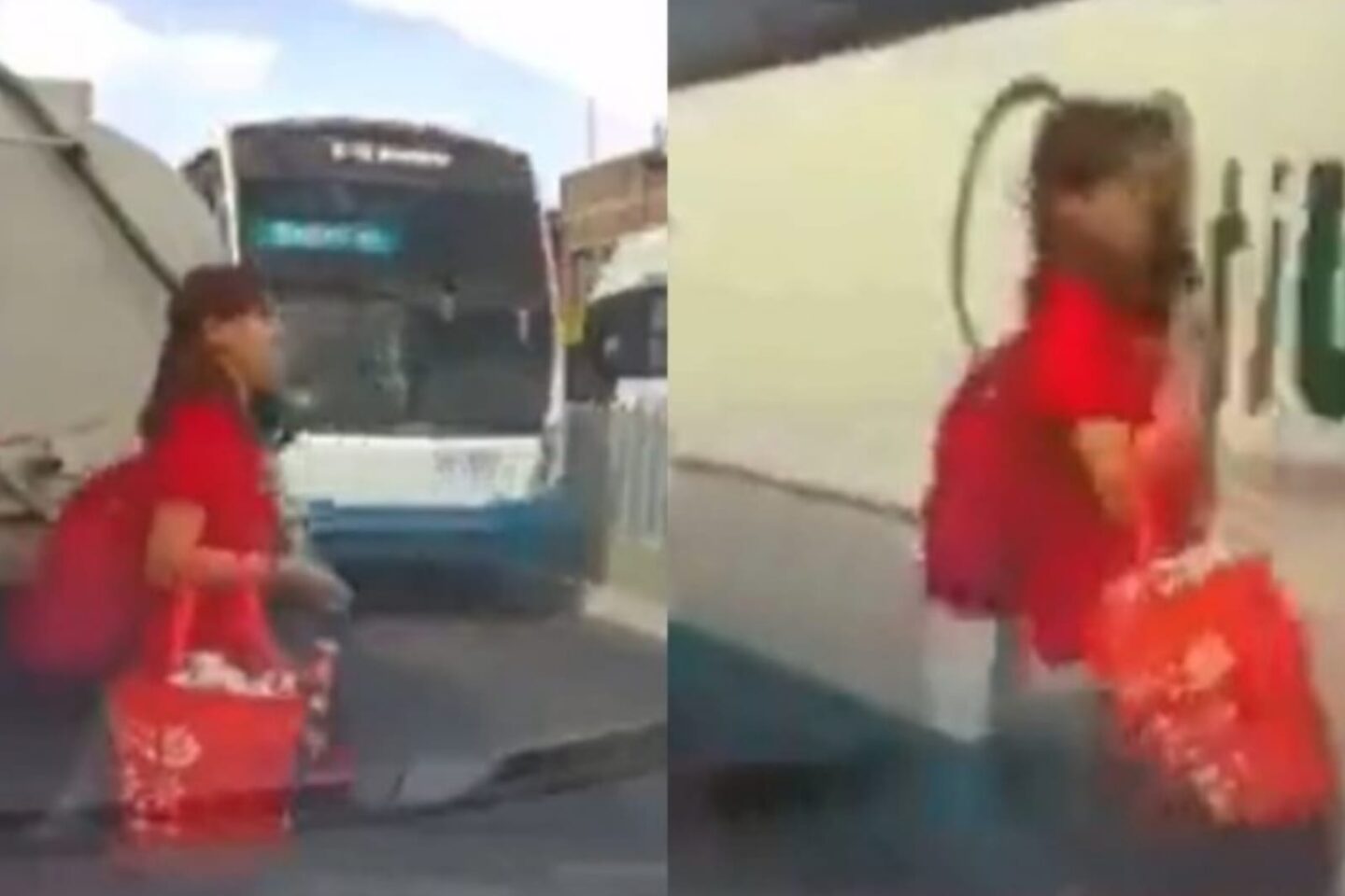 Chica se estrella con un camión en movimiento en Guanajuato (VIDEO)